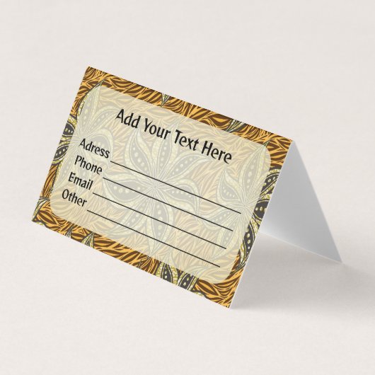 アフリカ抽象芸術フローラろうけつ染めスタイル 名刺 (正面)