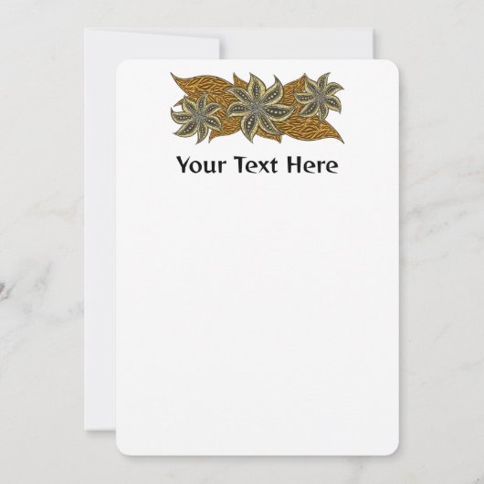 アフリカ抽象芸術フローラろうけつ染めスタイル 招待状 (裏面)