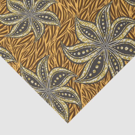 アフリカ抽象芸術フローラろうけつ染めスタイル 薄葉紙 (詳細)
