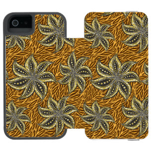 アフリカ抽象芸術フローラろうけつ染めスタイル iPhone SE/5/5sウォレットケース