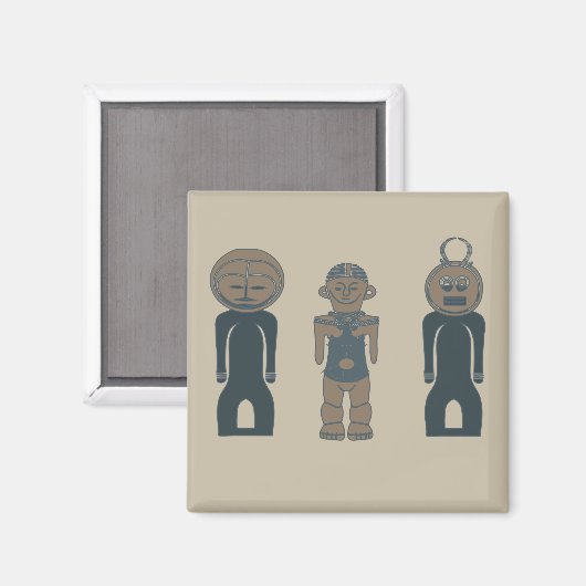 アフリカ抽象芸術ポートレートデザインアフロアート マグネット (正面/裏面)