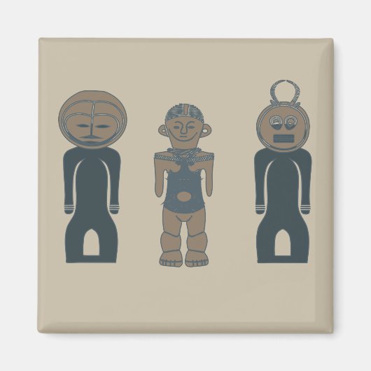 アフリカ抽象芸術ポートレートデザインアフロアート マグネット (正面)