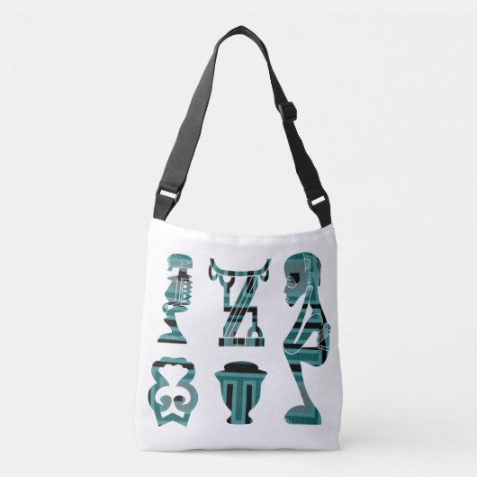 アフリカ抽象芸術モダンポートレートアフロアート クロスボディバッグ (正面)