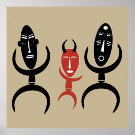 アフリカ抽象芸術踊り姿 ポスター