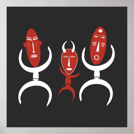 アフリカ抽象芸術踊り姿 ポスター (正面)