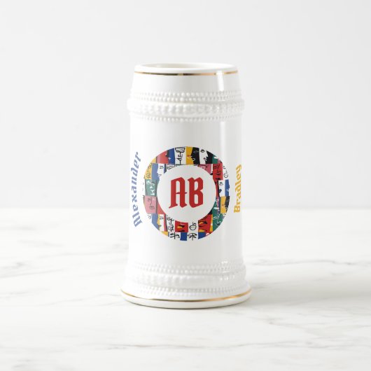 アフリカ抽象芸術顔シュタイン ビールジョッキ (中央)