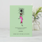 アフリカ抽象芸術 戦う女の子の誕生日 招待状 (スタンド正面)