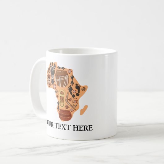 アフリカ文化伝統を持つアフリカの地図 コーヒーマグカップ (正面左)