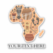 アフリカ文化伝統を持つアフリカの地図 シール (正面)