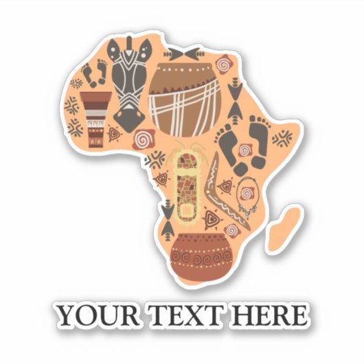 アフリカ文化伝統を持つアフリカの地図 シール (正面)