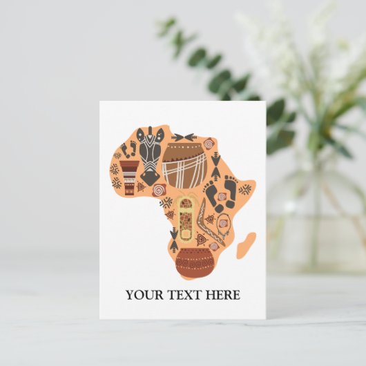 アフリカ文化伝統を持つアフリカの地図 ポストカード (スタンド正面)