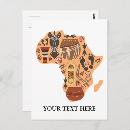 アフリカ文化伝統を持つアフリカの地図 ポストカード (正面/裏面)