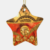 アフリカ文化芸術:リッチゴールデンレッドデザイン セラミックオーナメント (左)