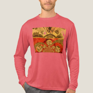 アフリカ文化芸術:リッチゴールデンレッドデザイン トライブレンドTシャツ