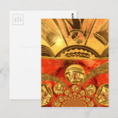 アフリカ文化芸術：リッチゴールデンレッドデザイン ポストカード (正面/裏面)