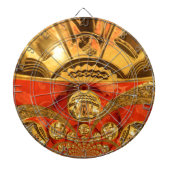 アフリカ文化芸術：豊かな黄金の赤いデザイン ダーツボード (正面)