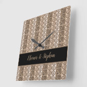 アフリカ民族の種族の手描きのパターン スクエア壁時計 (傾斜)