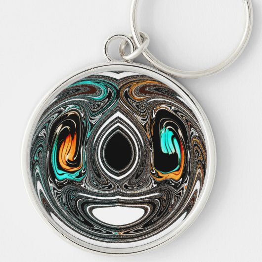 アフリカ民族ドゥードルゼブラテクスチャード芸術プリント キーホルダー (正面)