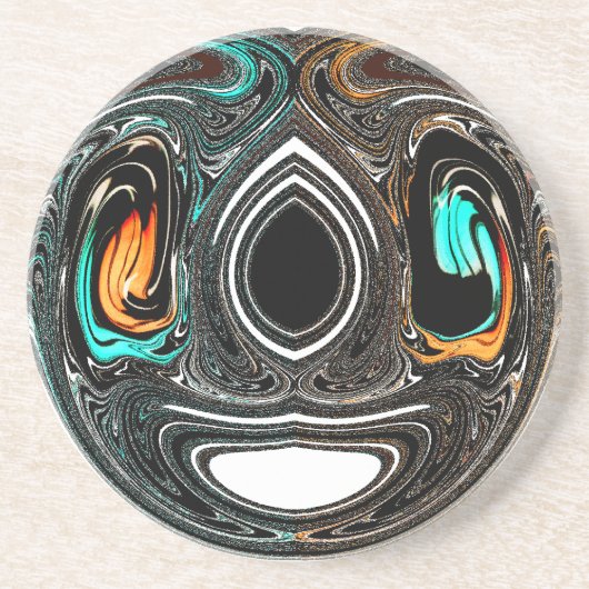 アフリカ民族ドゥードルゼブラテクスチャード芸術プリント コースター (正面)