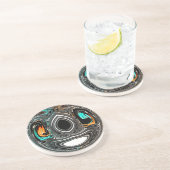 アフリカ民族ドゥードルゼブラテクスチャード芸術プリント コースター (側面)