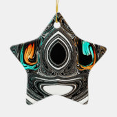 アフリカ民族ドゥードルゼブラテクスチャード芸術プリント セラミックオーナメント (正面)