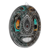 アフリカ民族ドゥードルゼブラテクスチャード芸術プリント ダーツボード (正面左)