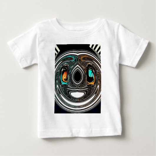 アフリカ民族ドゥードルゼブラテクスチャード芸術プリント ベビーTシャツ (正面)