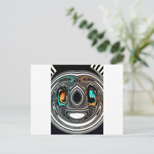 アフリカ民族ドゥードルゼブラテクスチャード芸術プリント ポストカード (スタンド正面)