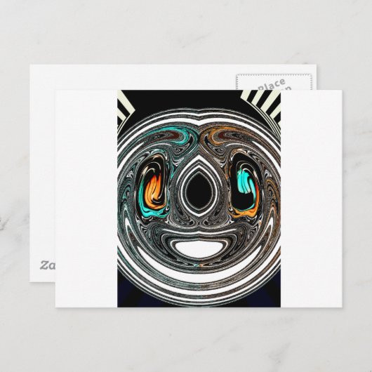 アフリカ民族ドゥードルゼブラテクスチャード芸術プリント ポストカード (正面/裏面)