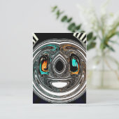 アフリカ民族ドゥードルゼブラテクスチャード芸術プリント ポストカード (スタンド正面)