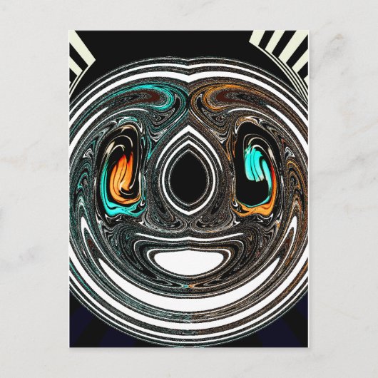 アフリカ民族ドゥードルゼブラテクスチャード芸術プリント ポストカード (正面)