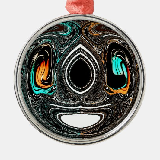 アフリカ民族ドゥードルゼブラテクスチャード芸術プリント メタルオーナメント (正面)