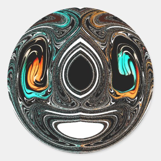 アフリカ民族ドゥードルゼブラテクスチャード芸術プリント ラウンドシール (正面)