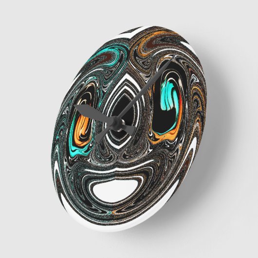 アフリカ民族ドゥードルゼブラテクスチャード芸術プリント ラウンド壁時計 (傾斜)