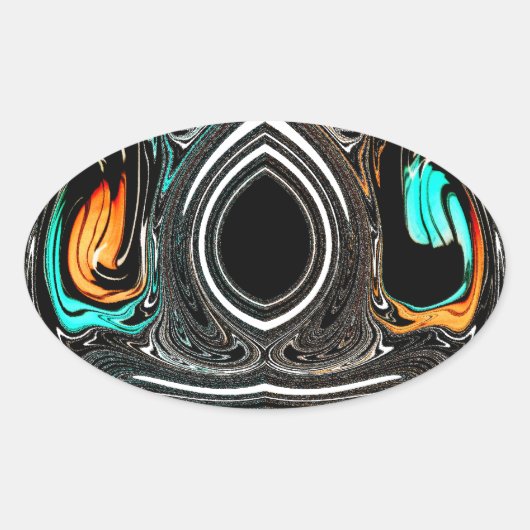 アフリカ民族ドゥードルゼブラテクスチャード芸術プリント 楕円形シール (正面)