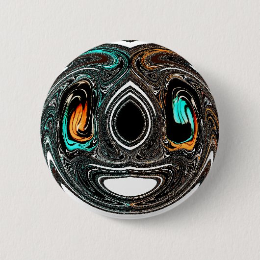 アフリカ民族ドゥードルゼブラテクスチャード芸術プリント 缶バッジ (正面)