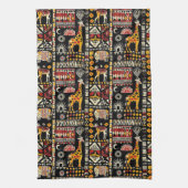 アフリカ民族伝統的オーナメント、部族パター キッチンタオル (縦)