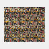 アフリカ民族伝統的オーナメント、部族パター フリースブランケット (正面(横))