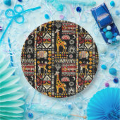 アフリカ民族伝統的オーナメント、部族パター ペーパープレート (パーティー)