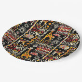 アフリカ民族伝統的オーナメント、部族パター ペーパープレート (アングル)