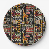 アフリカ民族伝統的オーナメント、部族パター ペーパープレート (正面)