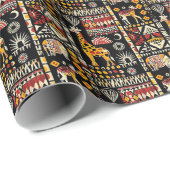 アフリカ民族伝統的オーナメント、部族パター ラッピングペーパー (ロールコーナー)