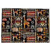 アフリカ民族伝統的オーナメント、部族パター ラージペーパーバッグ (裏面)