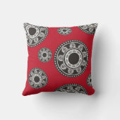 アフリカ民族幾何学白黒オン赤 クッション (裏面)