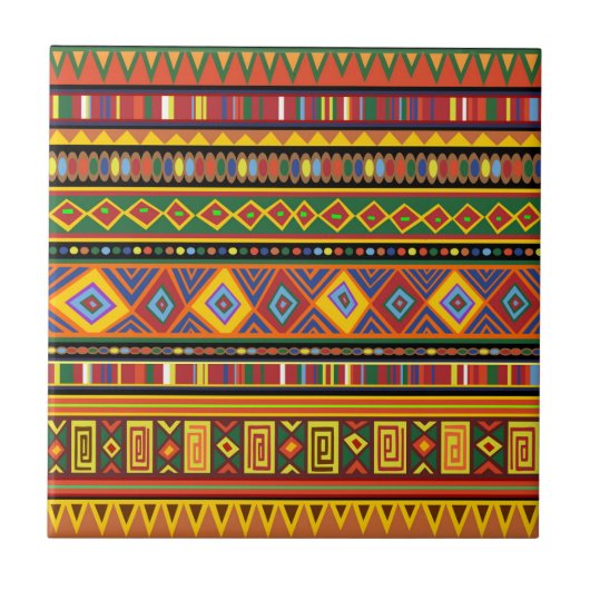 アフリカ民族美術パターン タイル (正面)