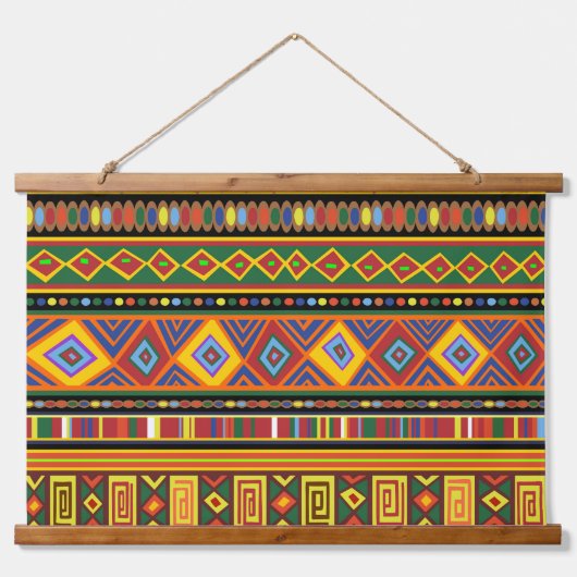 アフリカ民族美術パターン 吊り下げ型タペストリー (正面)