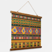 アフリカ民族美術パターン 吊り下げ型タペストリー (傾斜あり)