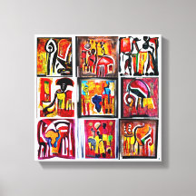 アフリカ民族美術抽象芸術絵画ズキャンバス印刷