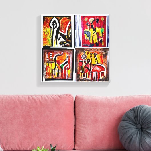 アフリカ民族美術抽象芸術絵画ズキャンバス印刷 キャンバスプリント (インサイチュ (リビング))