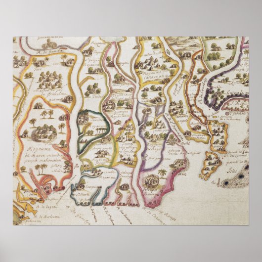 アフリカ沿岸とガンビア川 | 1622 ポスター (正面)